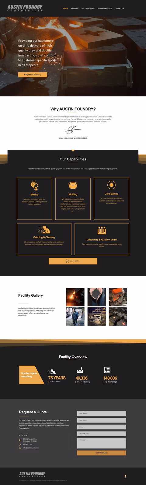 Austin Gray Iron Foundry Corporation Homepage 1440px