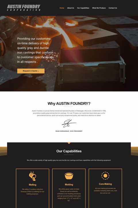 Austin Gray Iron Foundry Corporation Homepage 1440px