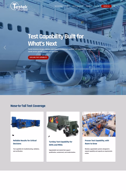 Testek-Solutions Homepage 1440px