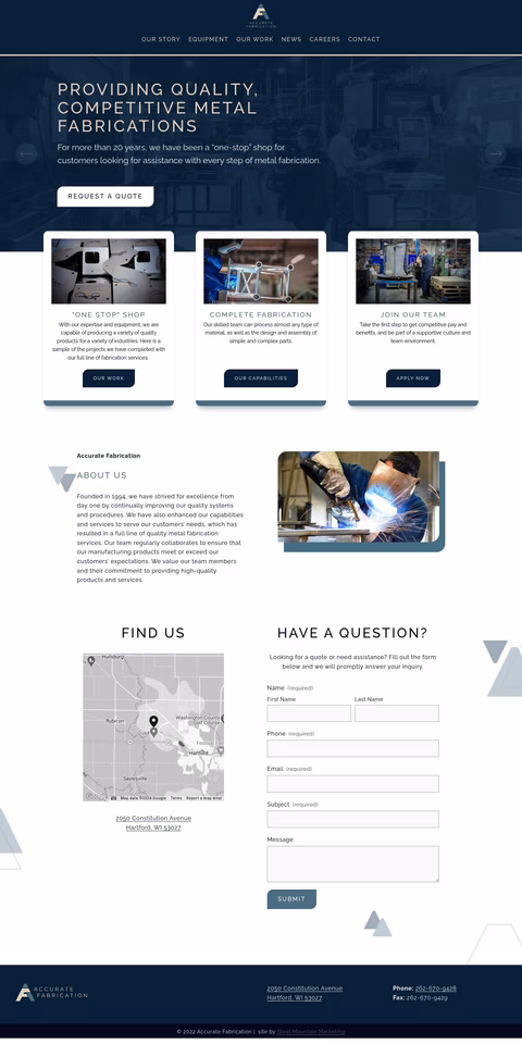 Accurate Fabrication Homepage 1440px