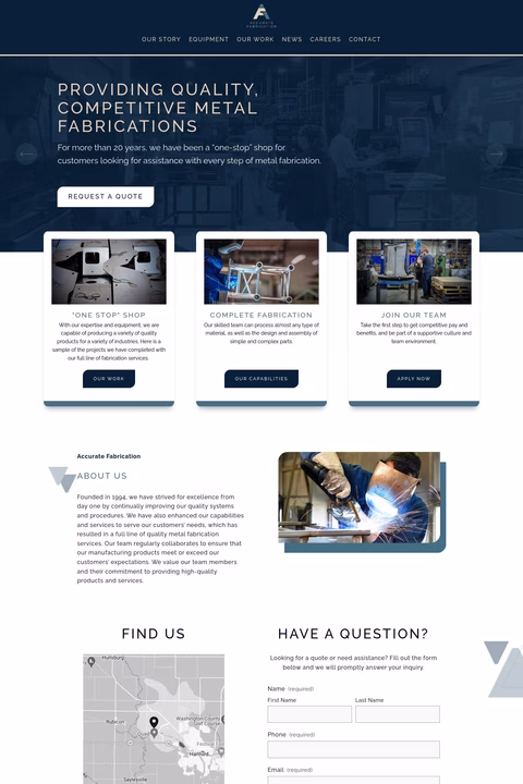 Accurate Fabrication Homepage 1440px
