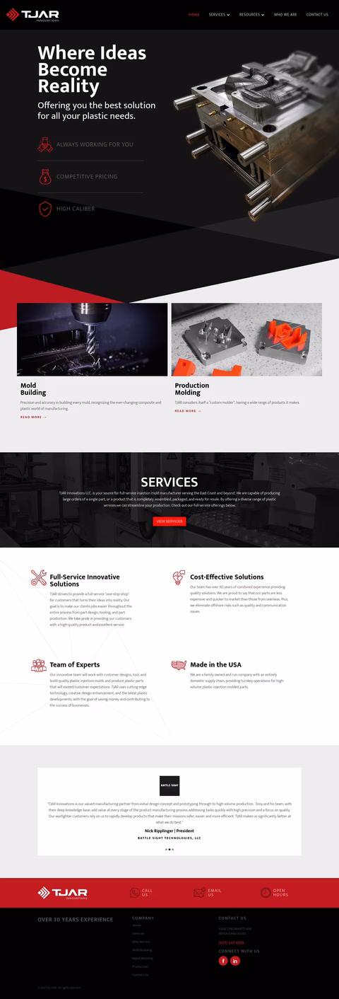Tjar-Innovations Homepage 1440px