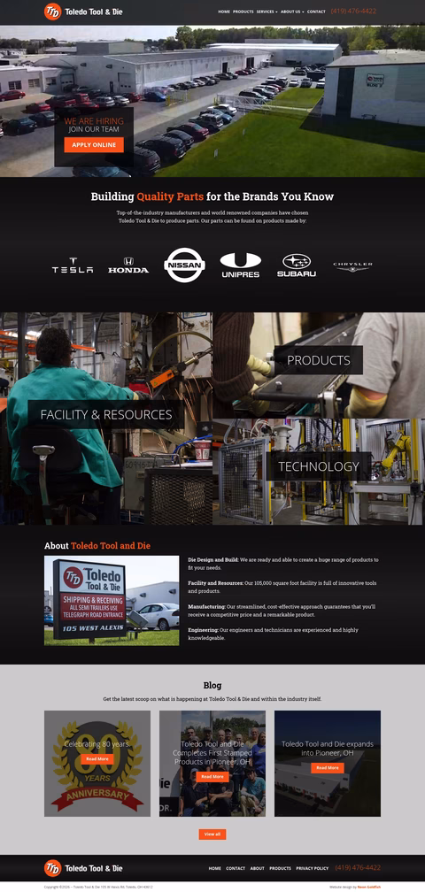 Toledo-Tool-Die Homepage 1440px