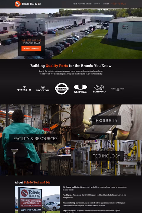 Toledo-Tool-Die Homepage 1440px