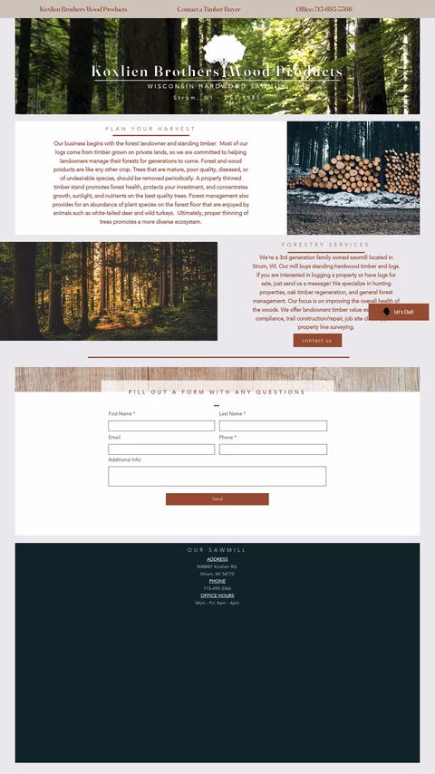 Koxlien Brothers Wood Products Homepage 1440px