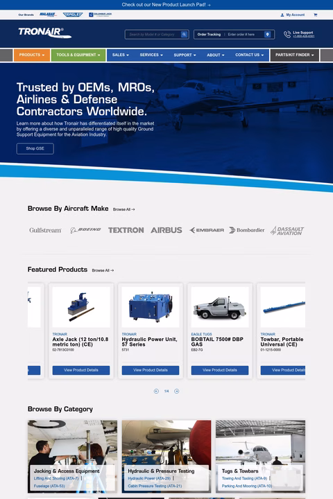 Tronair Homepage 1440px
