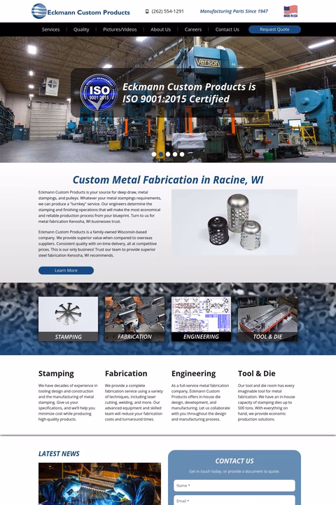 Eckmann Custom Products Homepage 1440px