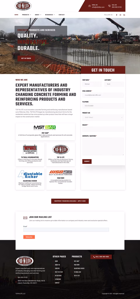 Tuf-N-Lite Homepage 1440px
