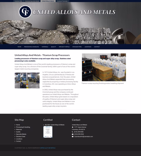 United-Alloys-Metals Homepage 1440px