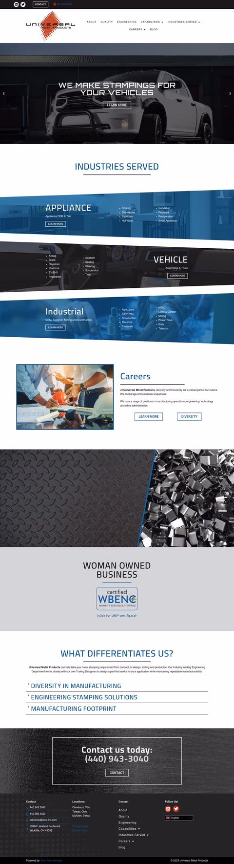 Universal-Metal-Products Homepage 1440px