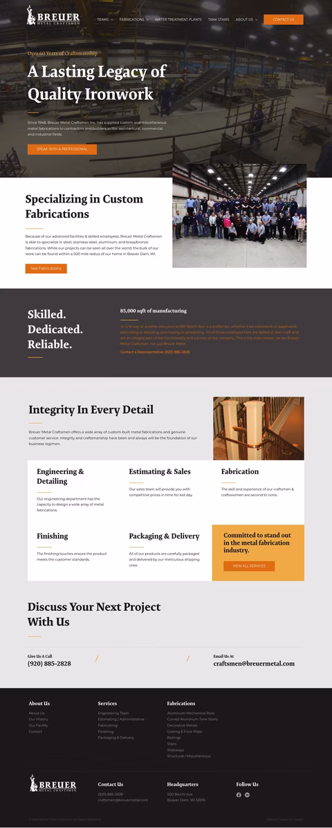 Breuer Metal Craftsmen Inc Homepage 1440px