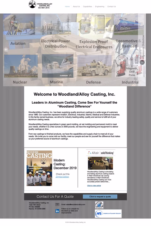 Woodland Alloy Casting Inc Homepage 1440px