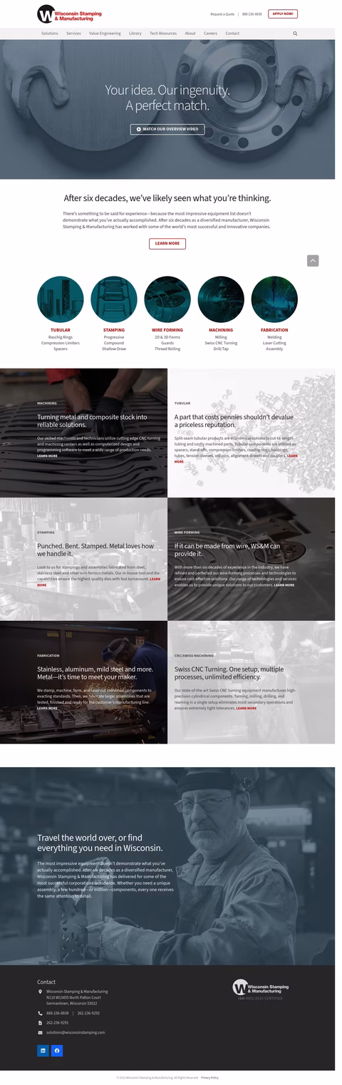 Wisconsin Stamping Manufacturing Homepage 1440px