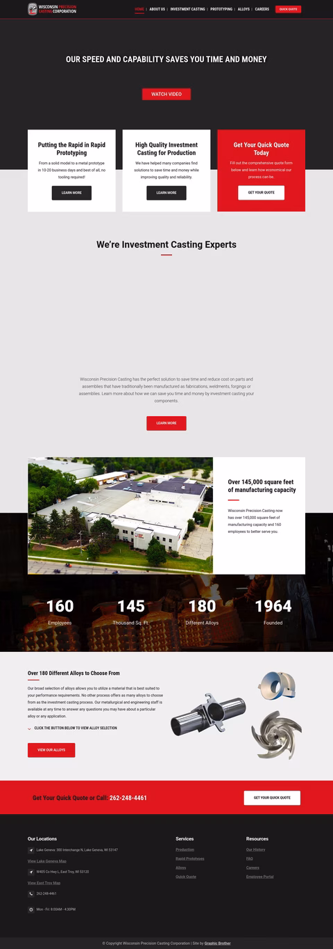 Wisconsin Precision Casting Homepage 1440px