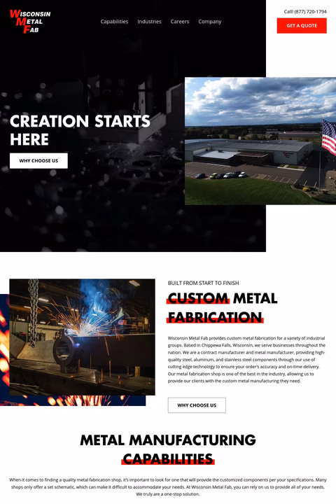 Wisconsin Metal Fab Homepage 1440px