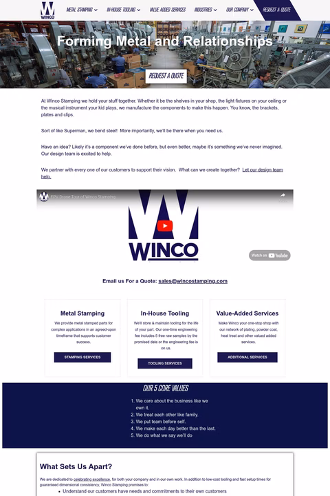 Winco Stamping Homepage 1440px