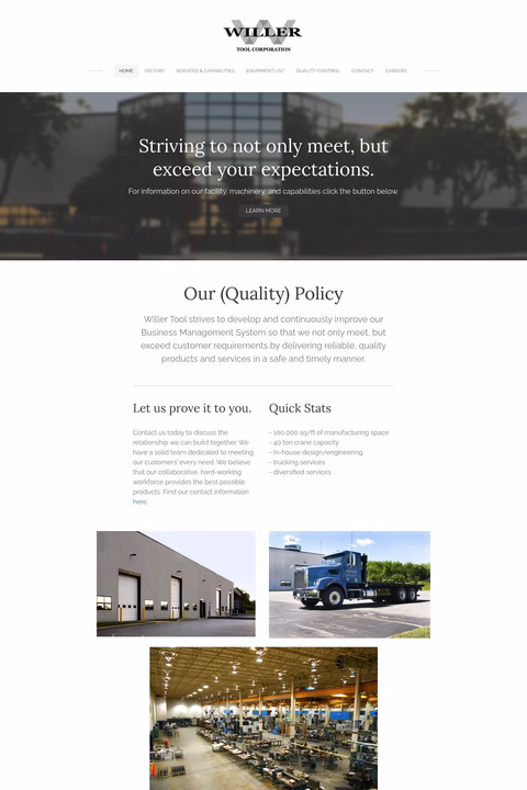 Willer Tool Corporation Homepage 1440px