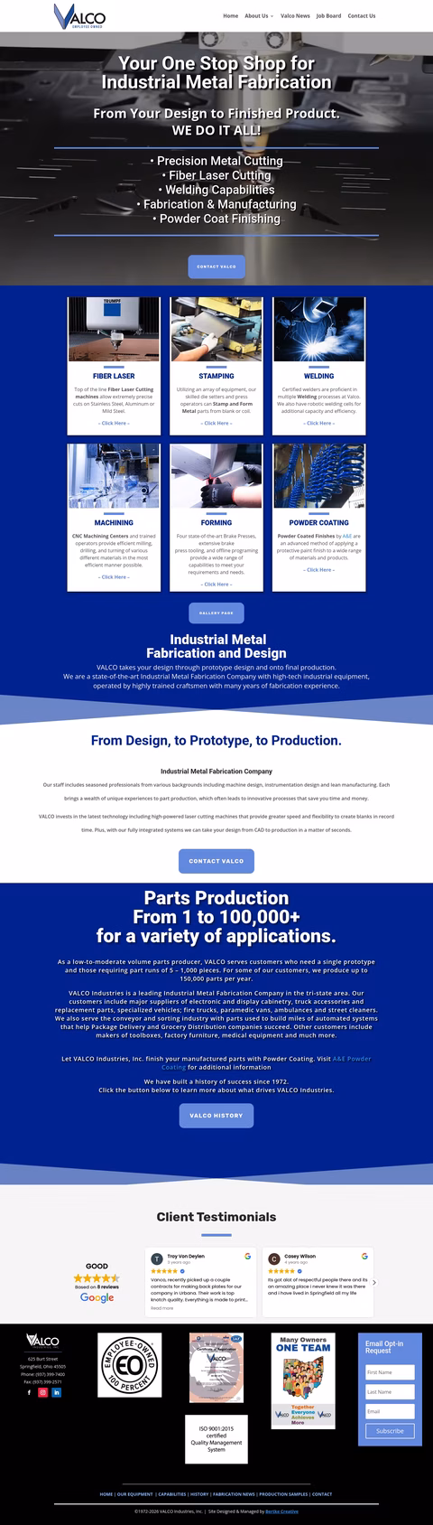 Valco-Industries Homepage 1440px