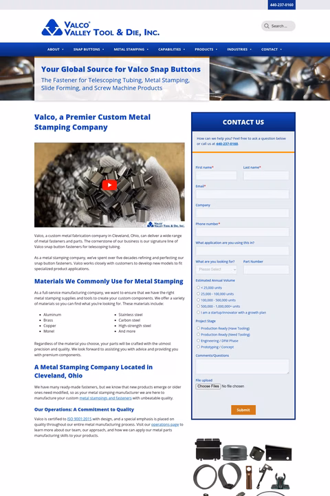 Valco-Valley-Tool-Die Homepage 1440px