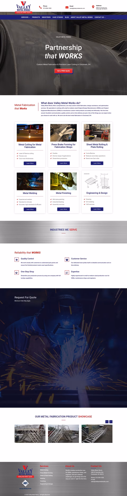 Valley-Metal-Works Homepage 1440px