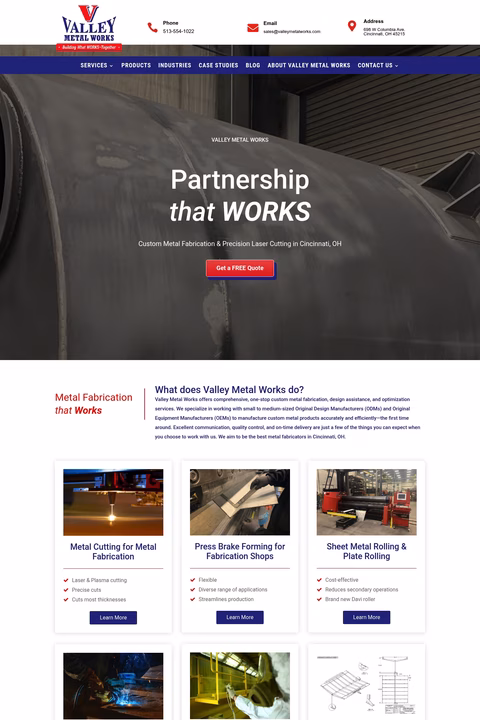 Valley-Metal-Works Homepage 1440px