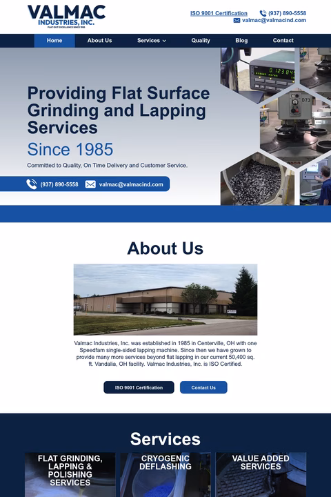 Valmac-Industries Homepage 1440px