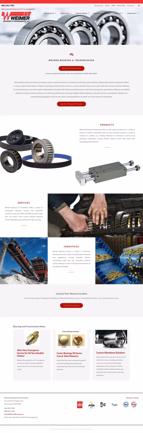 Weimer Bearing Transmission Homepage 1440px