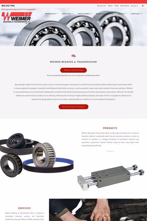 Weimer Bearing Transmission Homepage 1440px