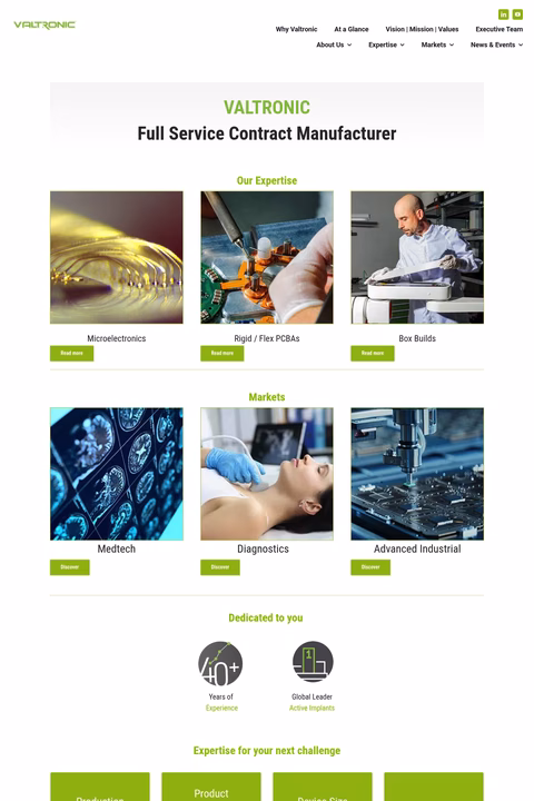 Valtronic Homepage 1440px