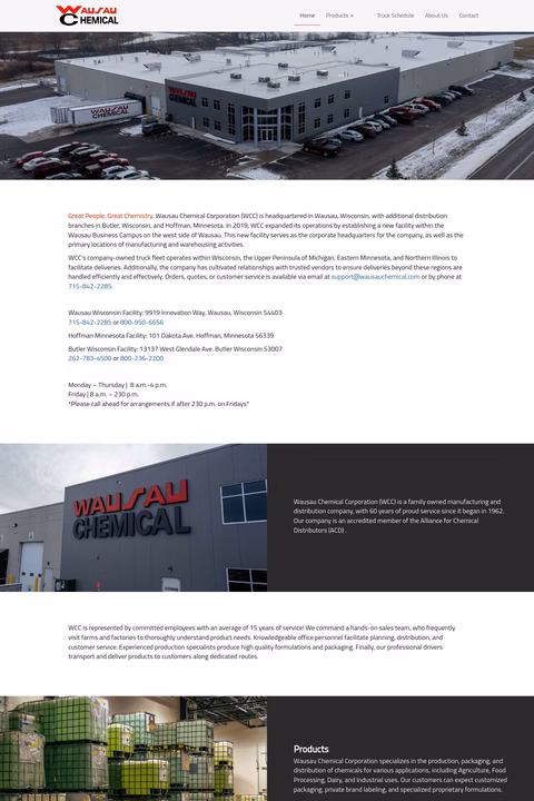 Wausau Chemical Corporation Homepage 1440px