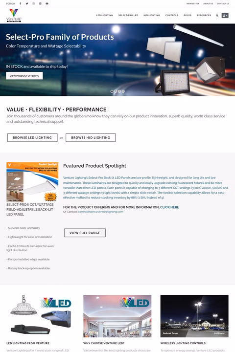 Venture-Lighting Homepage 1440px