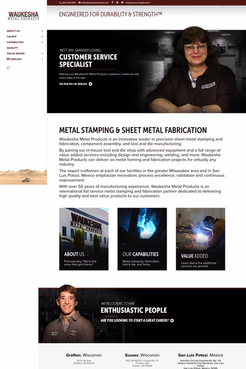 Waukesha Metal Products Homepage 1440px
