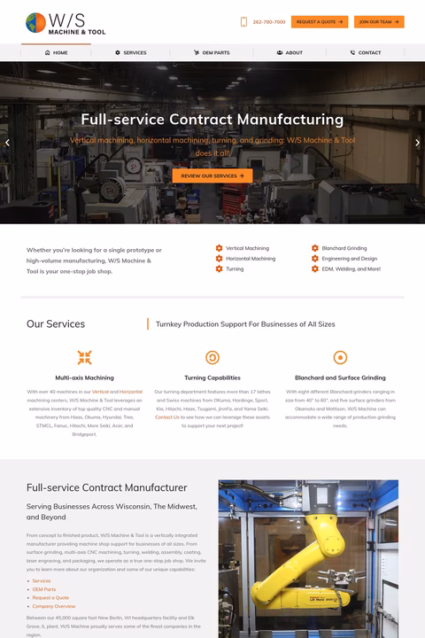 W S Machine Tool Inc Homepage 1440px