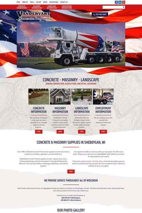 Van Der Vaart Concrete Products Homepage 1440px