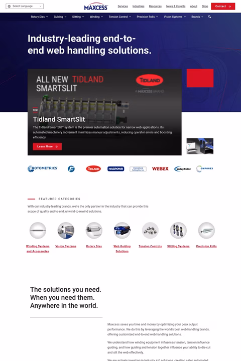 Maxcess International Homepage 1440px