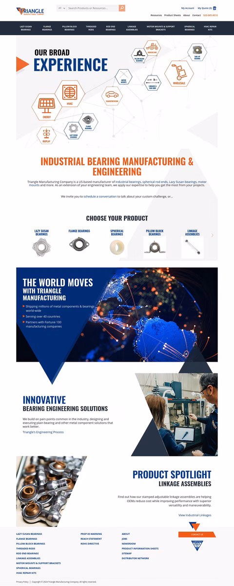 Triangle Manufacturing Company Homepage 1440px