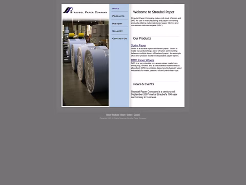 Straubel Paper Company Homepage 1440px