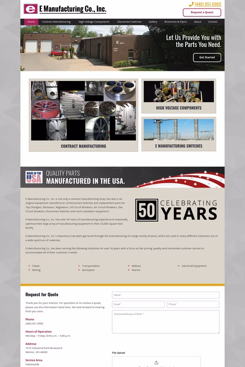 E-Manufacturing-Company Homepage 1440px