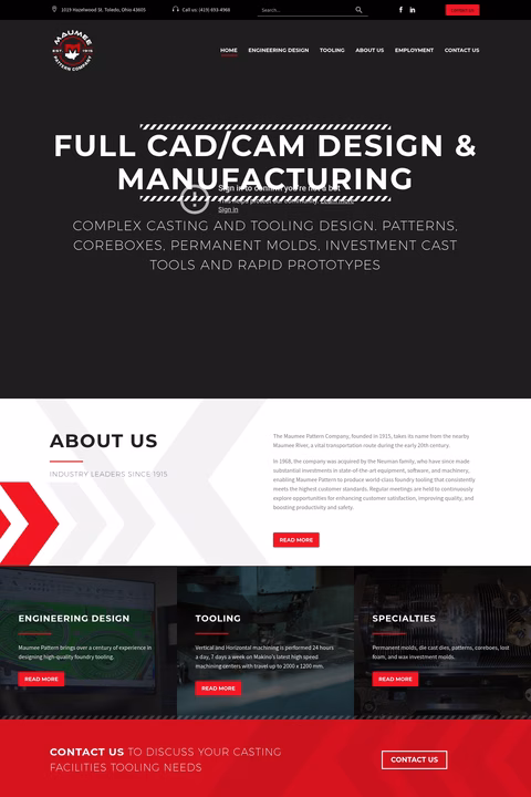 Maumee-Pattern-Company Homepage 1440px