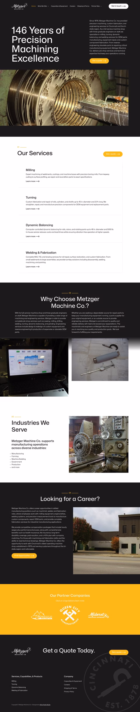 Metzger-Machine-Company Homepage 1440px