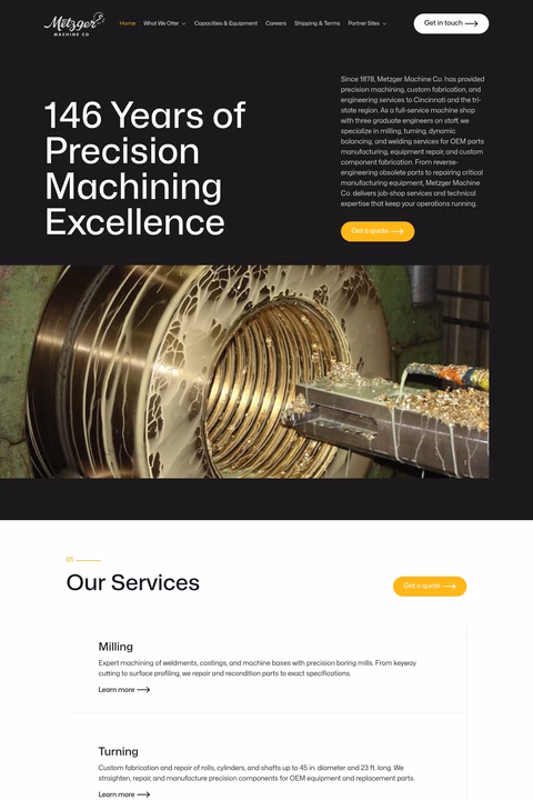Metzger-Machine-Company Homepage 1440px
