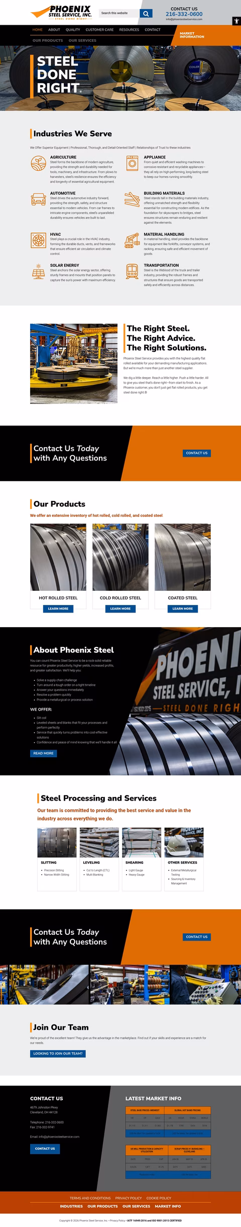 Phoenix-Steel-Service Homepage 1440px