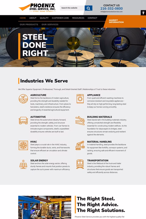 Phoenix-Steel-Service Homepage 1440px