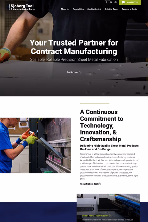 Sjoberg Tool And Manufacturing Corp Homepage 1440px