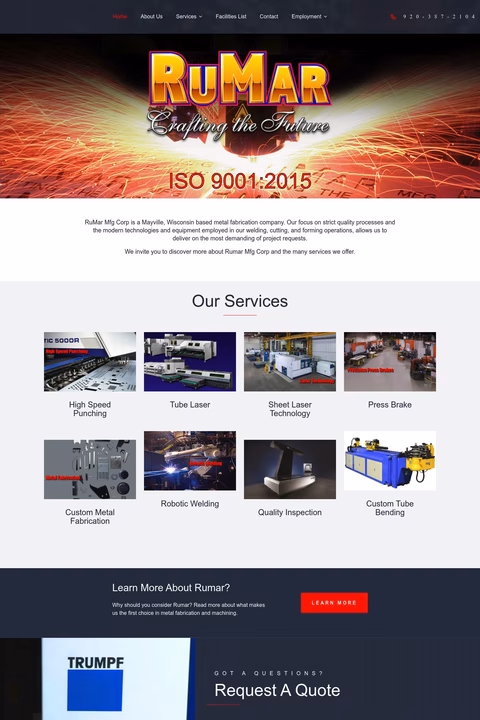 Rumar Manufacturing Corp Homepage 1440px