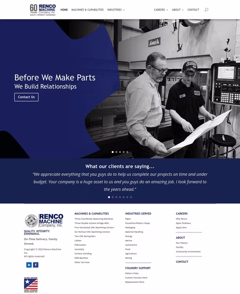 Renco Machine Inc Homepage 1440px