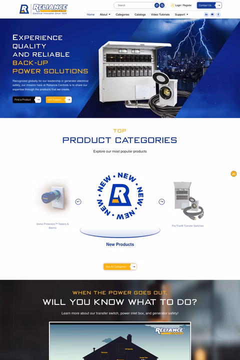 Reliance Controls Corporation Homepage 1440px