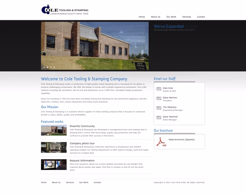 Cole-Tool-Die-Company Homepage 1440px