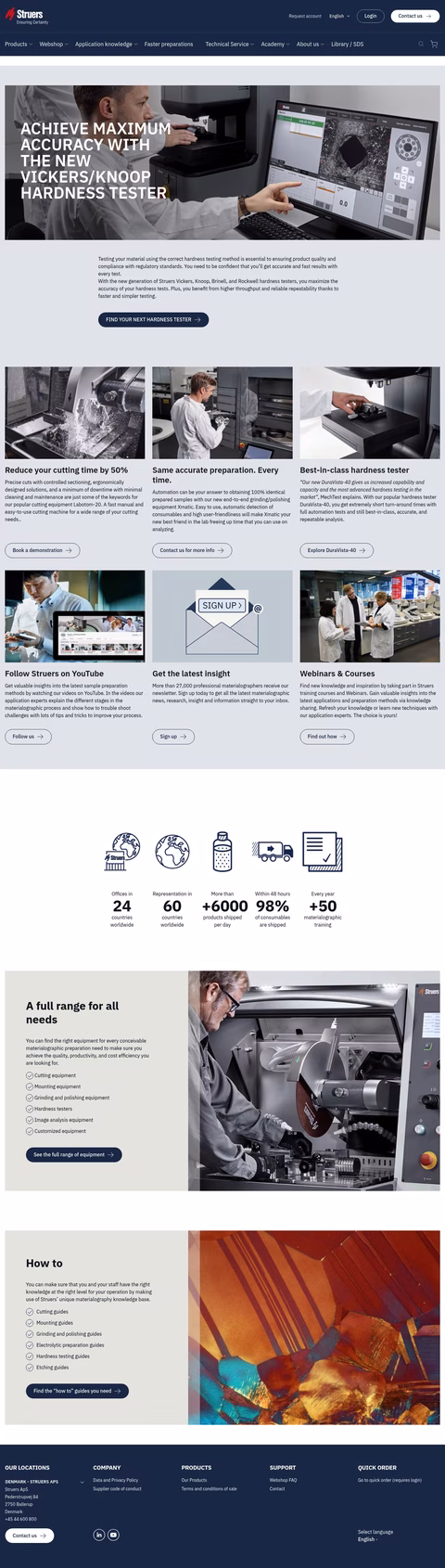 Struers Homepage 1440px
