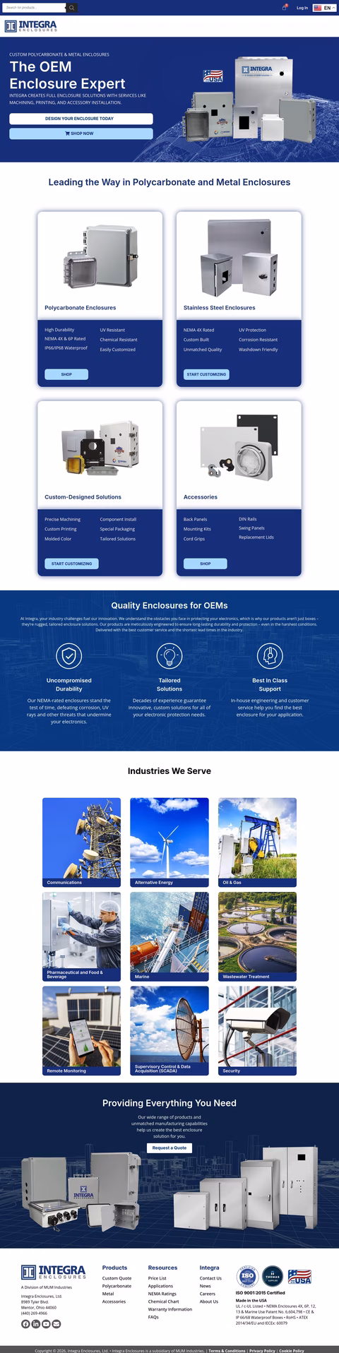 Integra-Enclosures Homepage 1440px